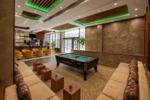 The hotel billiard room